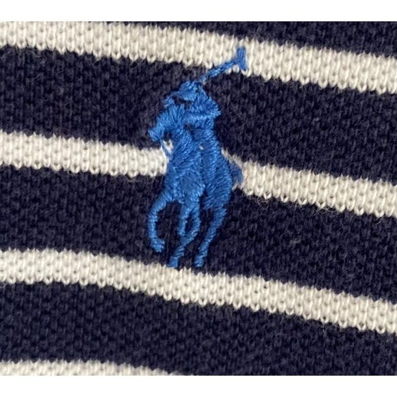 Vintage Men's Polo Ralph Lauren Striped Nautical Navy And White Polo XL - Picture 4 of 6